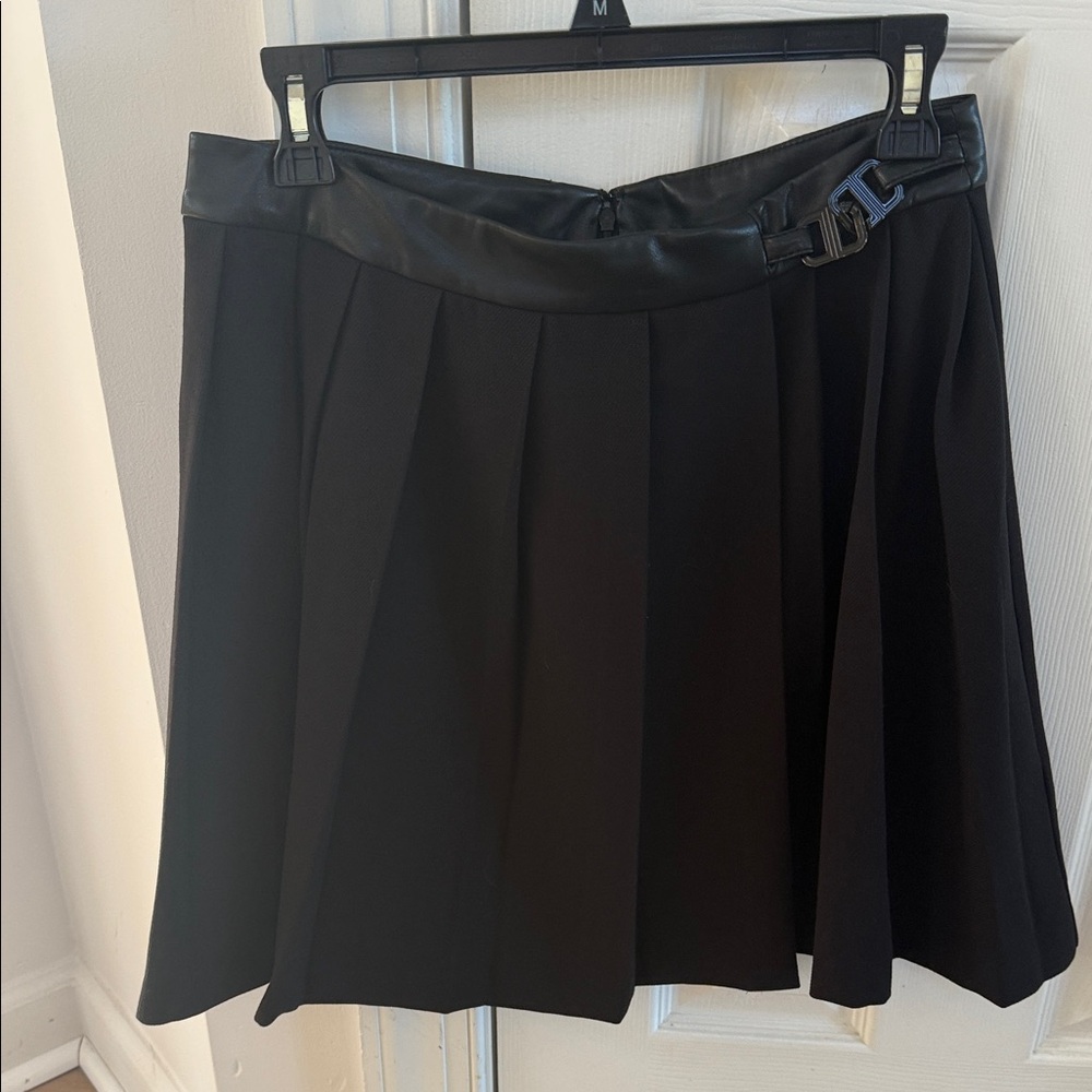 DKNY Black Midi Skirt with Buckle Accent